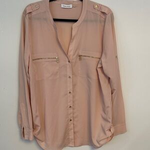 Calvin Klein Light Pink Blouse with Gold Accents